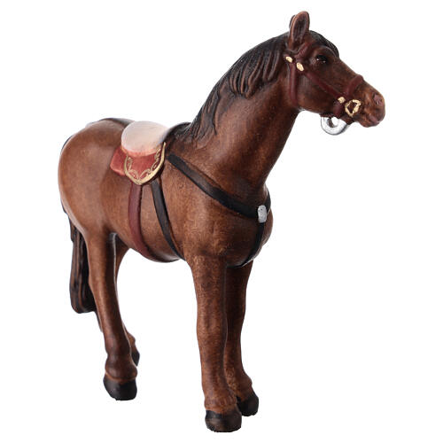 Cavalo para presépio madeira pintada Val Gardena modelo Kostner com figuras altura média 9,5 cm 3