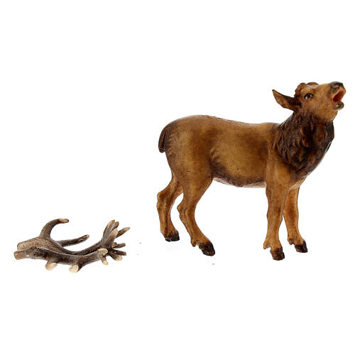 Cerf bois peint crèche Kostner 9,5 cm 5