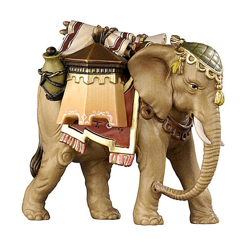 Elefante con bagagli legno dipinto Kostner presepe 9,5 cm 1