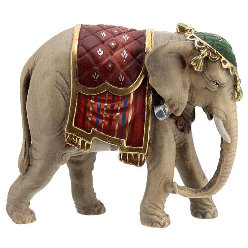 Elefante para presépio madeira pintada Val Gardena modelo Kostner com figuras altura média 9,5 cm 1