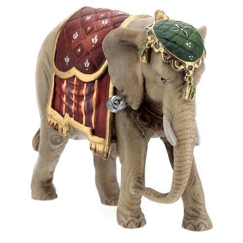 Elefante para presépio madeira pintada Val Gardena modelo Kostner com figuras altura média 9,5 cm 3