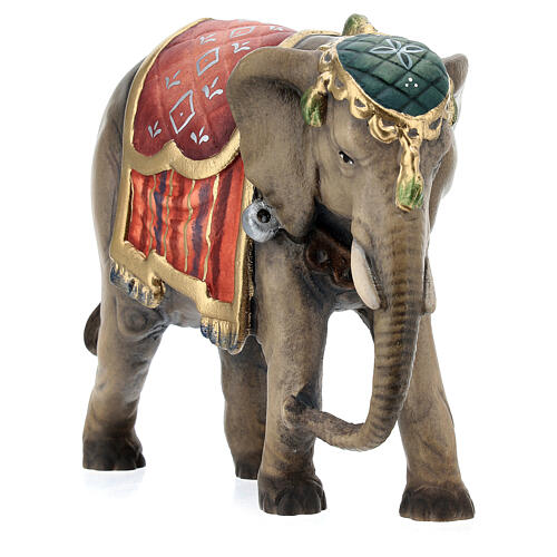 Elefante para presépio madeira pintada Val Gardena modelo Kostner com figuras altura média 12 cm 3