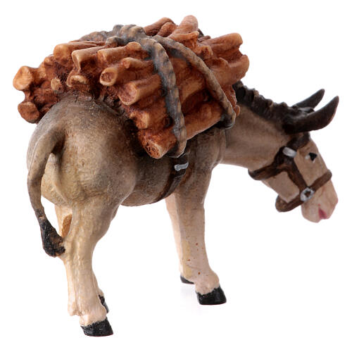 Esel mit Brennholz Grödnertal Holz Krippe Kostner 9.5cm 5