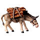 Donkey with logs in painted wood, Kostner Nativity scene 9.5 cm s1