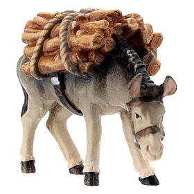 Burro com lenha madeira pintada para presépio Kostner peças altura média 12 cm