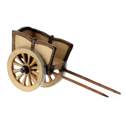 Burro com carrinho madeira pintada para presépio Kostner peças altura média 9,5 cm 5