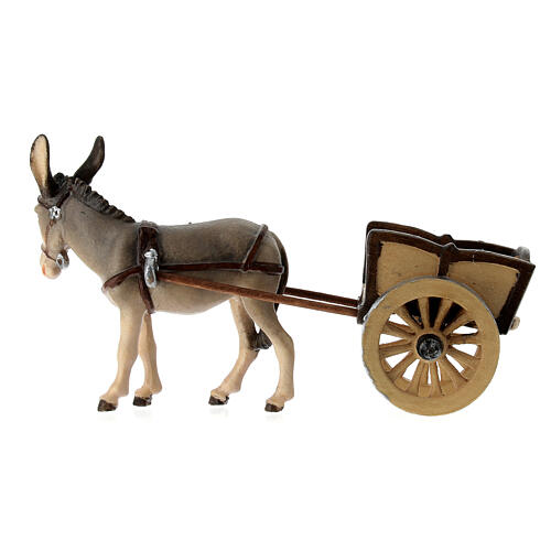 Kostner Nativity Scene 9.5 cm, donkey with cart, in painted wood 6