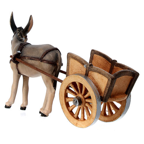 Donkey and cart in painted wood, Kostner Nativity scene 12 cm 5