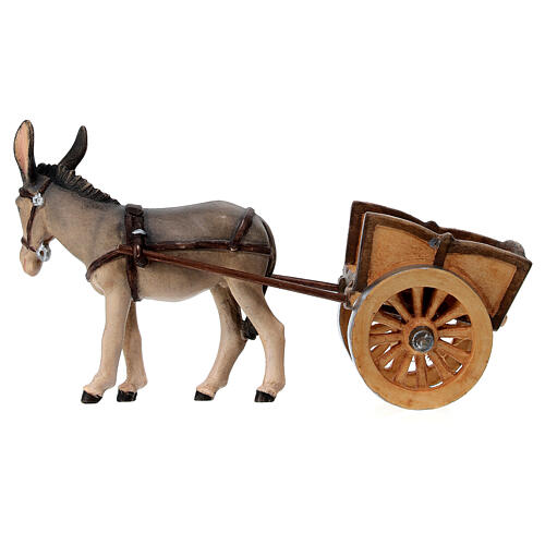 Burro com carrinho madeira pintada para presépio Kostner peças altura média 12 cm 4