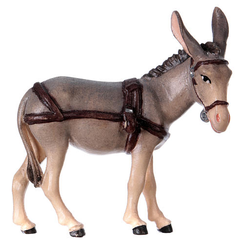 Burro con carro madera pintada Kostner belén 9,5 cm 1