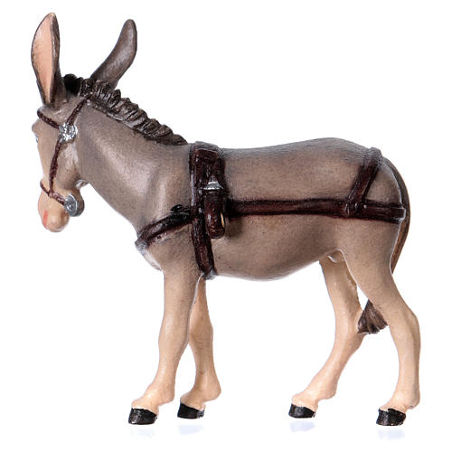 Burro con carro madera pintada Kostner belén 9,5 cm 2