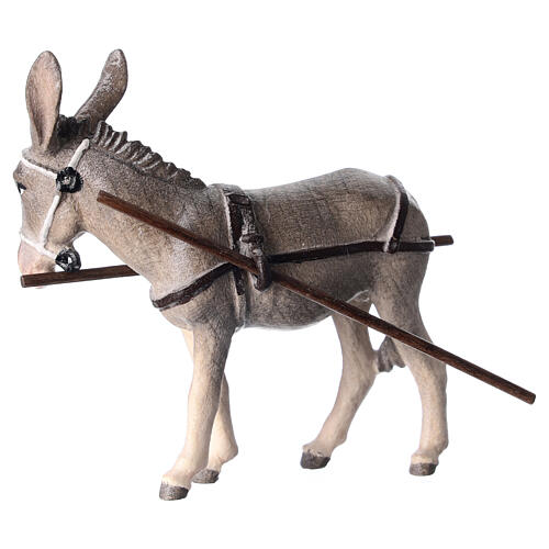 Donkey for cart in painted wood, Kostner Nativity scene 12 cm 3