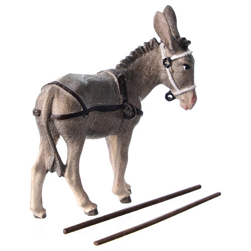 Donkey for cart in painted wood, Kostner Nativity scene 12 cm 5