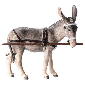 Burro con carro madera pintada belén Kostner 12 cm