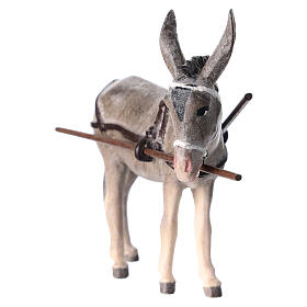 Burro con carro madera pintada belén Kostner 12 cm