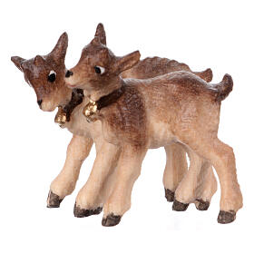 Goat kids in painted wood, Kostner Nativity scene 9.5 cm