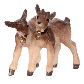 Goat kids in painted wood, Kostner Nativity scene 9.5 cm