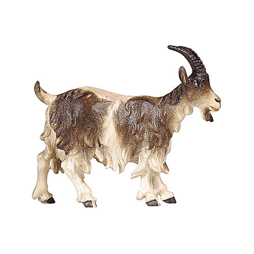 Goat with lifted head in painted wood, Kostner Nativity scene 12 cm 1