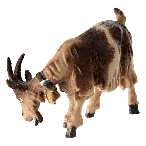 Capra che mangia testa a destra legno dipinto Kostner presepe 9,5 cm 2