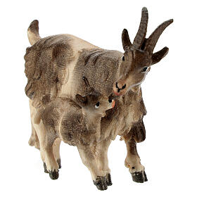 Goat with kid in painted wood, Kostner Nativity scene 12 cm