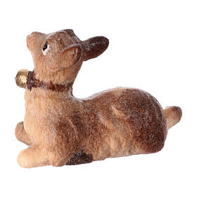 Capretta sdraiata legno dipinto Kostner presepe 9,5 cm