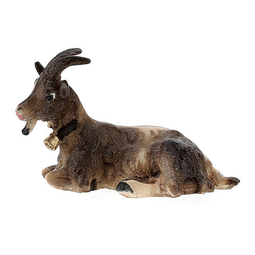 Chèvre couché bois peint crèche Kostner 9,5 cm 1