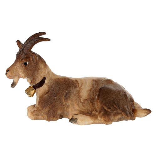 Lying goat in painted wood, Kostner Nativity scene 12 cm 1