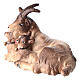 Chèvre couchée avec 2 chevreaux bois peint crèche Kostner 12 cm s3