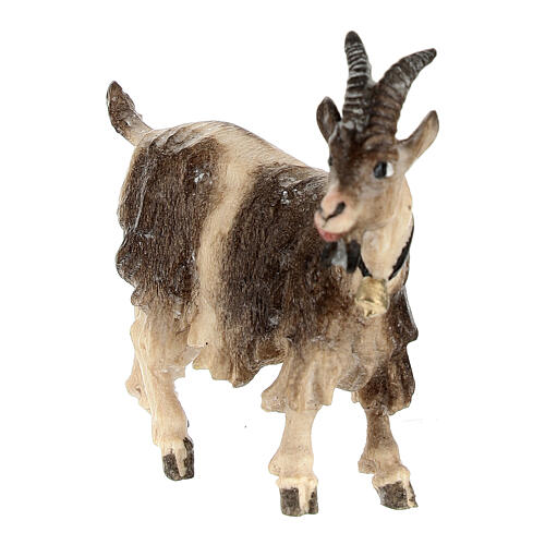 Goat with bell turned right in painted wood, Kostner Nativity scene 9.5 cm 2