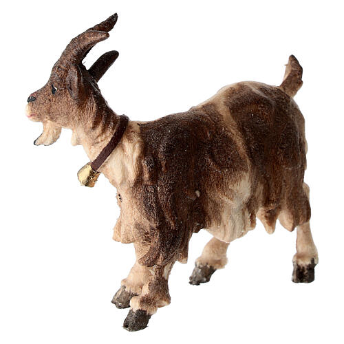Goat with bell turned right in painted wood, Kostner Nativity scene 12 cm 3
