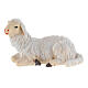 Mouton couché tête à gauche bois peint crèche Kostner 12 cm s1