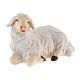 Mouton couché tête à gauche bois peint crèche Kostner 12 cm s3