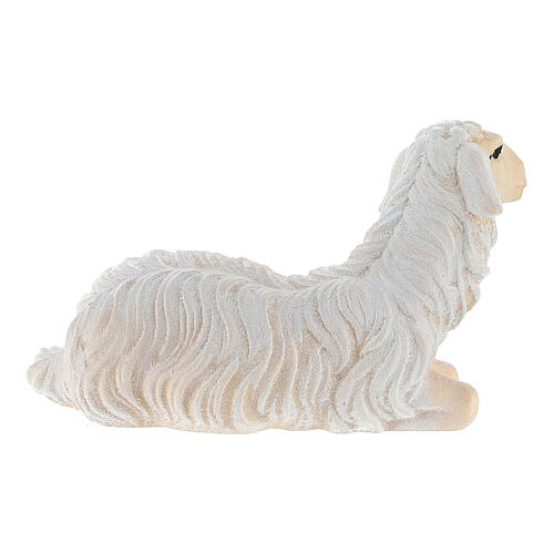 Pecora sdraiata testa a sinistra legno dipinto presepe Kostner 12 cm 4