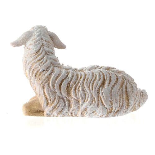 Lying sheep with head turned right in painted wood, Kostner Nativity scene 9.5 cm 5