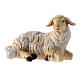 Lying sheep with head turned right in painted wood, Kostner Nativity scene 9.5 cm s1