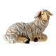 Lying sheep with head turned right in painted wood, Kostner Nativity scene 9.5 cm s2