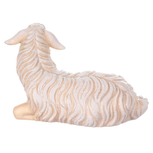 Mouton couché tête à droite bois peint crèche Kostner 12 cm 3