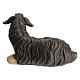 Mouton noir couché tête à droite bois peint crèche Kostner 12 cm s4