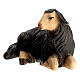 Kostner Nativity Scene 12 cm, black sheep lying down looking to the right, painted wood s2