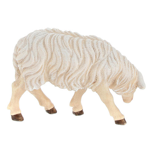 Sheep eating with head turned left in painted wood, Kostner Nativity scene 9.5 cm 3