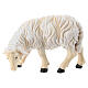 Sheep eating with head turned left in painted wood, Kostner Nativity scene 12 cm s1