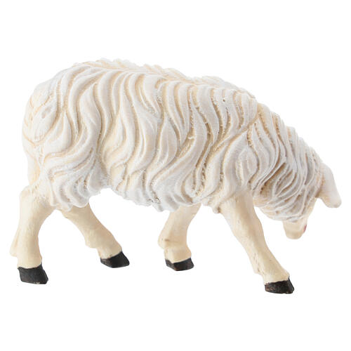 Mouton qui mange tête à gauche bois peint crèche Kostner 12 cm 3