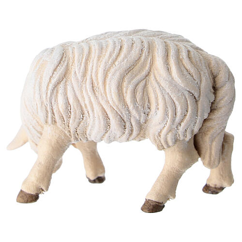 Sheep eating with head turned right in painted wood, Kostner Nativity scene 9.5 cm 3