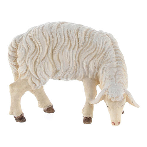 Mouton qui mange tête à droite bois peint crèche Kostner 12 cm 1