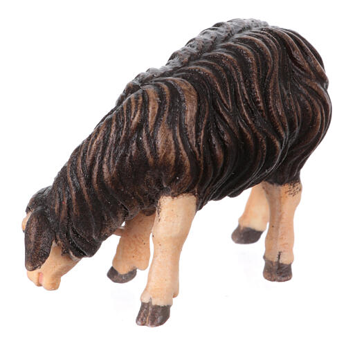 Mouton noir qui mange bois peint crèche Kostner 9,5 cm 2