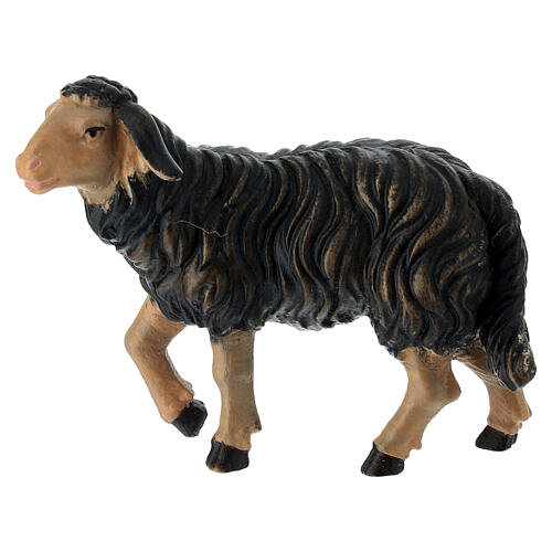 Mouton noir tête haute bois peint crèche Kostner 12 cm 1
