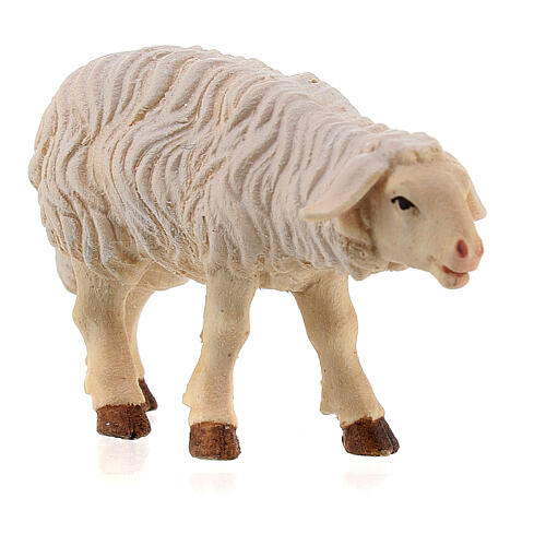 Pecora testa in avanti legno dipinto presepe Kostner 12 cm 2