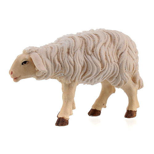 Pecora testa in avanti legno dipinto presepe Kostner 12 cm 3
