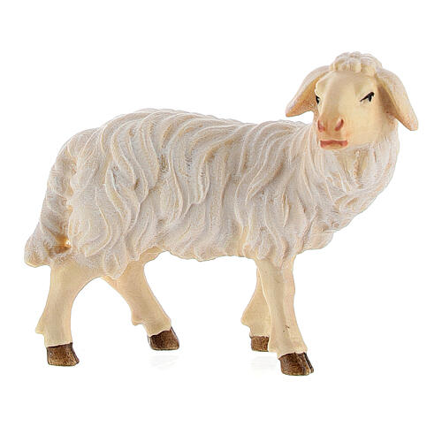 Mouton debout tête à droite bois peint Kostner crèche 9,5 cm 1