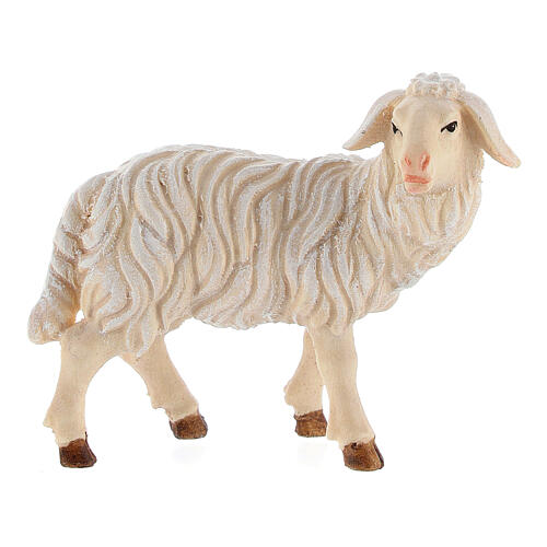 Standing sheep looking to the right in painted wood Kostner Nativity Scene 12 cm 1